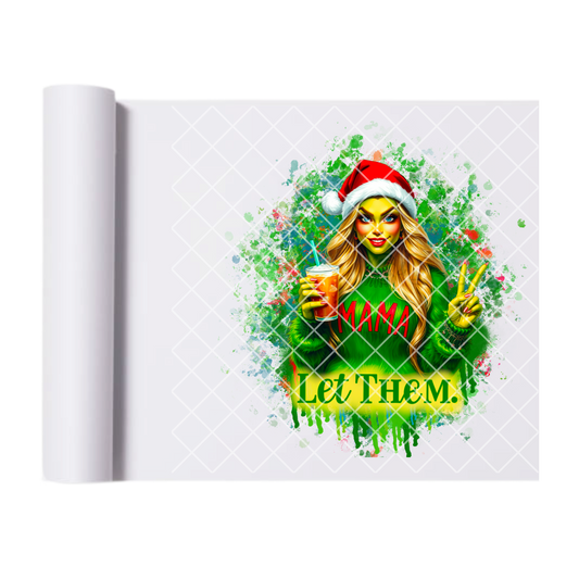 Let Them Babe Christmas Green Girl film t shirt transfer