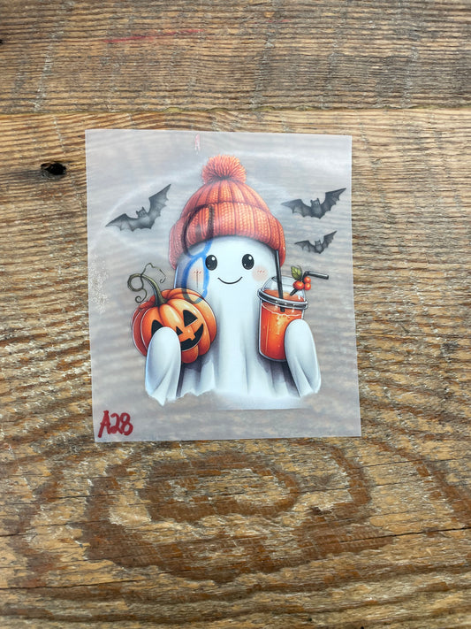 Ghost with hat and pumpkin #A28 Discount Print