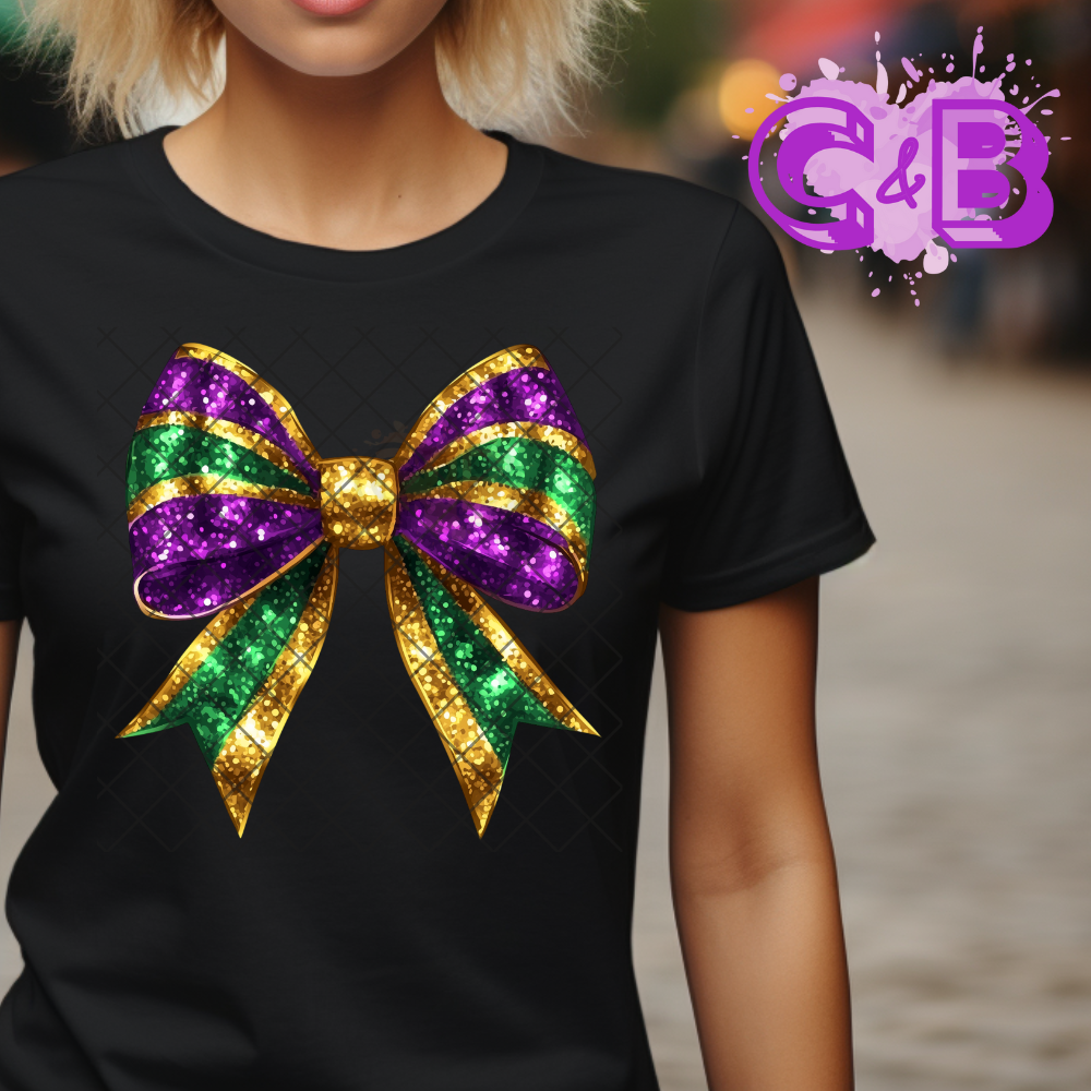 Mardi Gras glitter bow T-Shirt