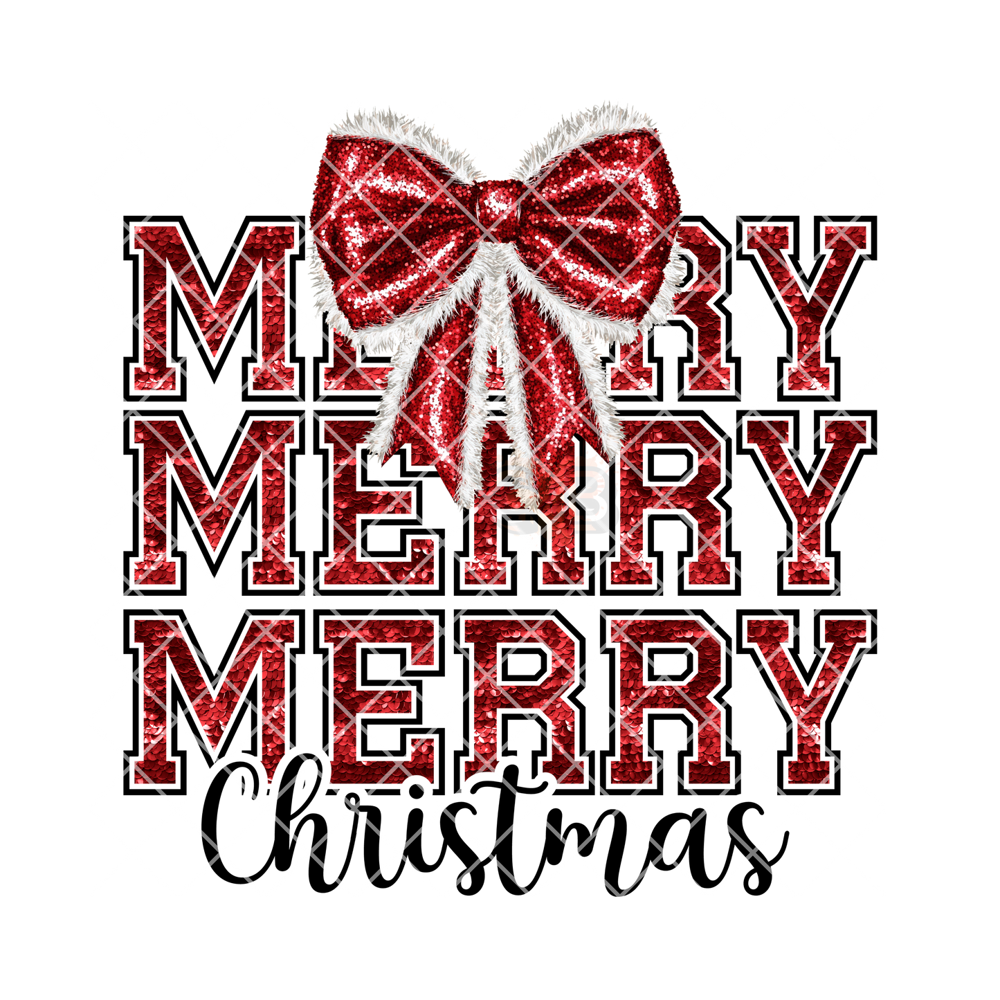 Red Glitter Merry Christmas Bow T-Shirt