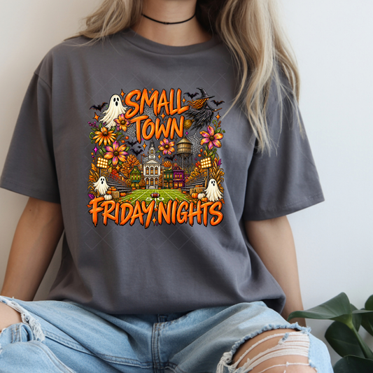 Small Town Friday Nights Fall Halloween - Premium Graphic T-Shirt for Casual Wear