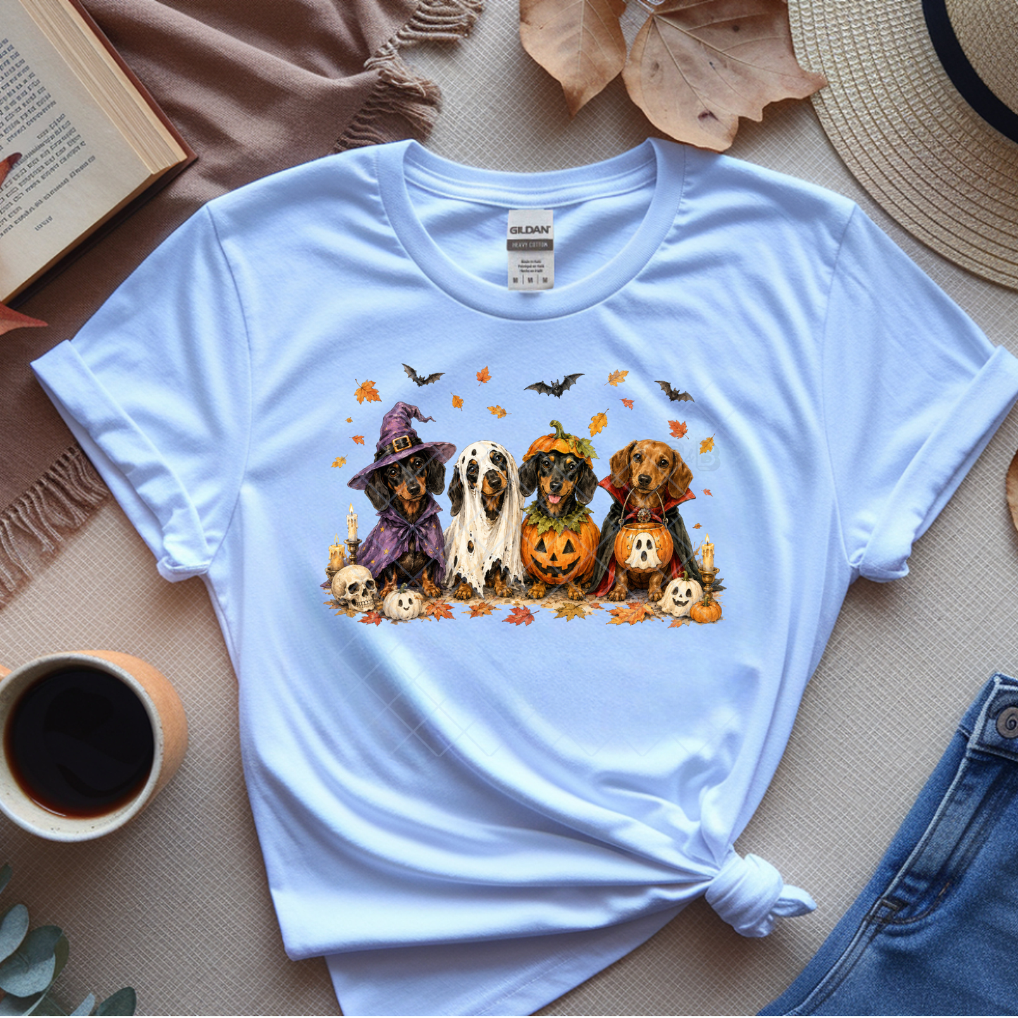 Halloween Trick or Treat Dachshunds - Premium Graphic T-Shirt for Casual Wear