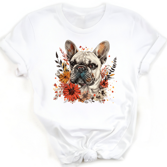 Floral Arrangement Frenchie - Premium Graphic Trendy T-Shirt for Casual Wear