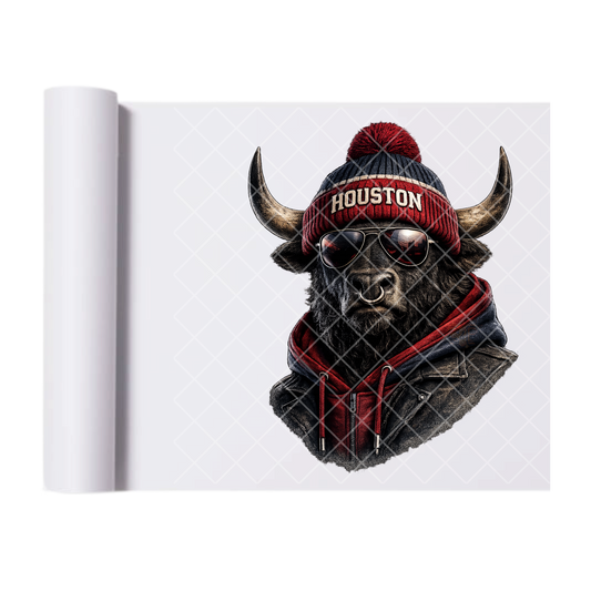 Houston Football - Direct Print Film Transfer for T-Shirts, Cotton, Polyester & Blends - High-Quality Print