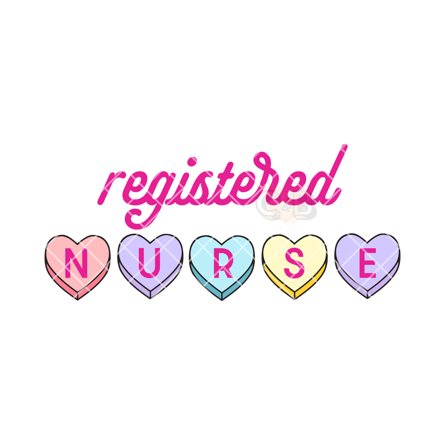 Registered nurse valentines hearts PNG