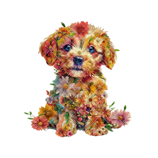 Floral Labrador Puppy PNG