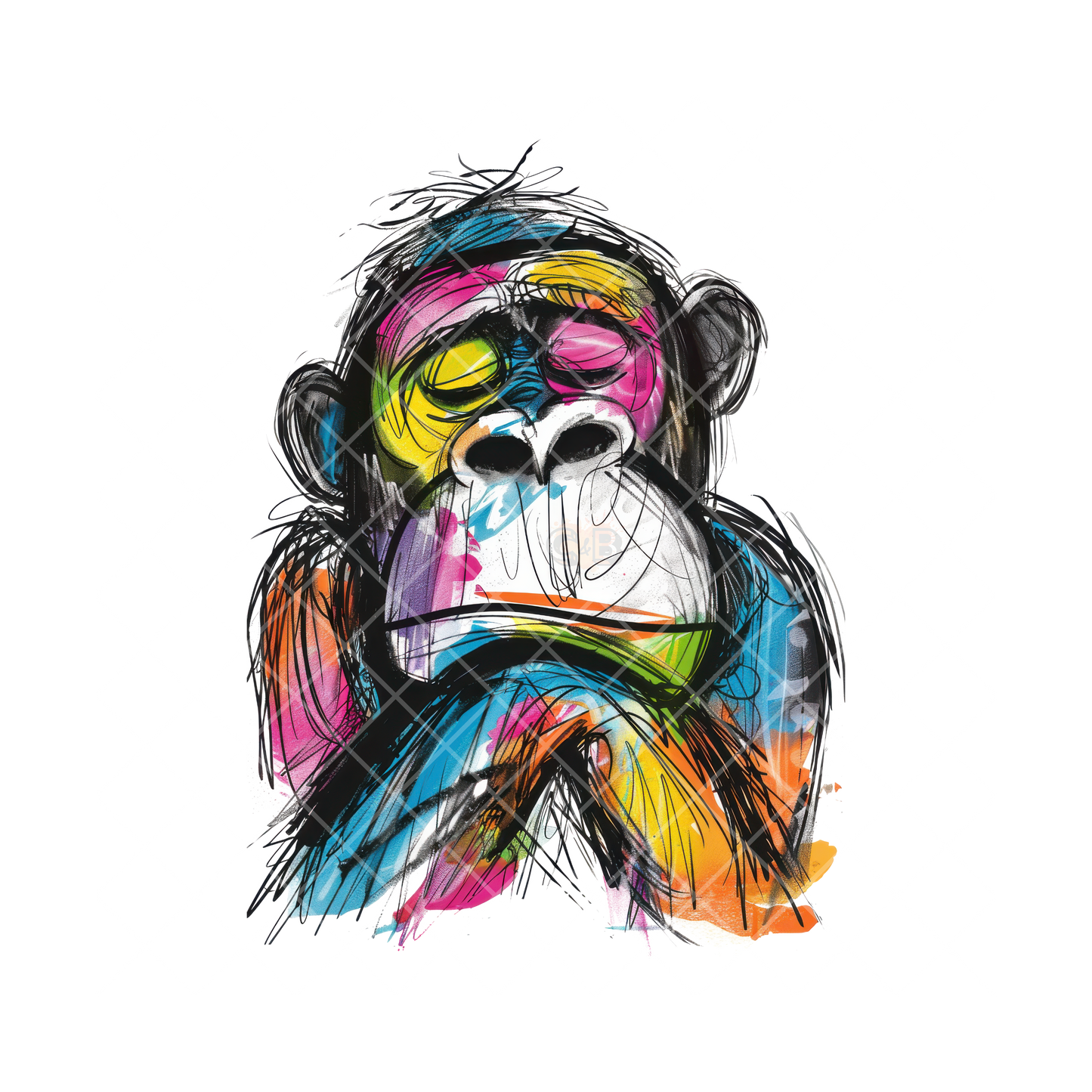 Monkey Art Sketch Painting PNG