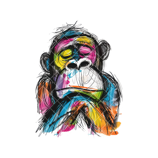 Monkey Art Sketch Painting PNG