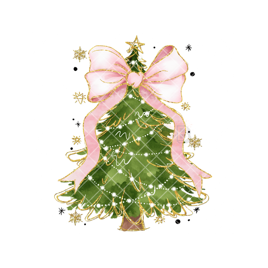 Christmas Tree Big Pink Bow PNG