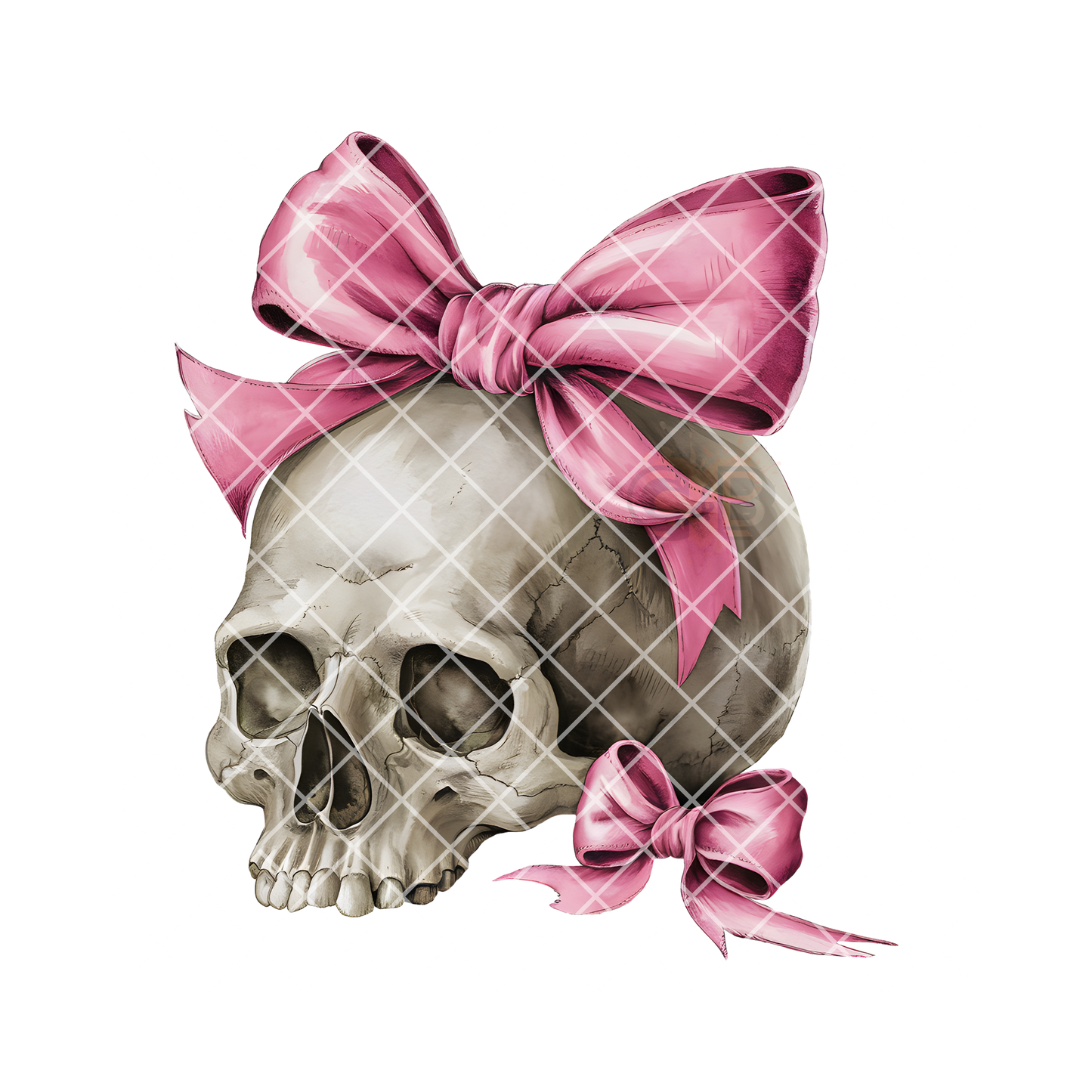 Skull and pink bow PNG