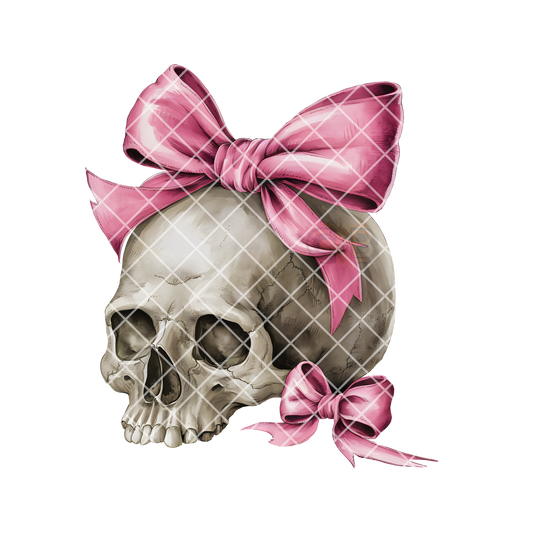 Skull and pink bow PNG