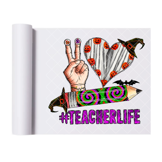 Teacher Life Halloween - Ready To Press Print Transfer for Apparel, Cotton, Polyester & Blends - High-Quality Print- Commercial Grade