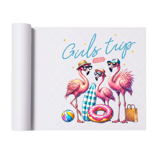 Girls Trip Flamingos - Direct Print Film Transfer for Trendy T-Shirts, Cotton, Polyester & Blends - High-Quality Print