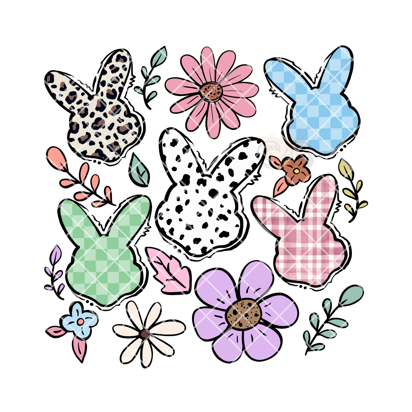 Easter bunny with patterns PNG