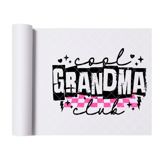 Pink Checkered Grandma Club - Direct Print Film Transfer for T-Shirts, Cotton, Polyester & Blends - High-Quality Print