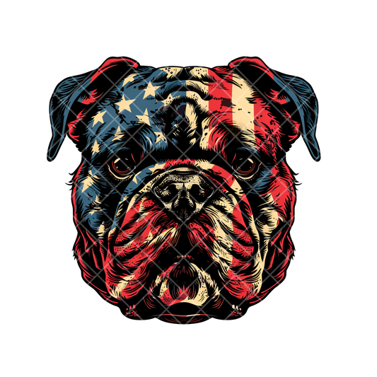 English Bulldog American Flag Face PNG