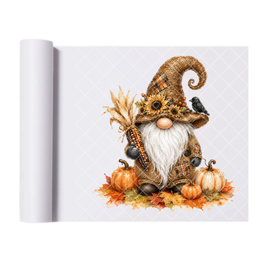 Fall Gnome - Ready To Press Print Transfer for Apparel, Cotton, Polyester & Blends - High-Quality Print- Commercial Grade