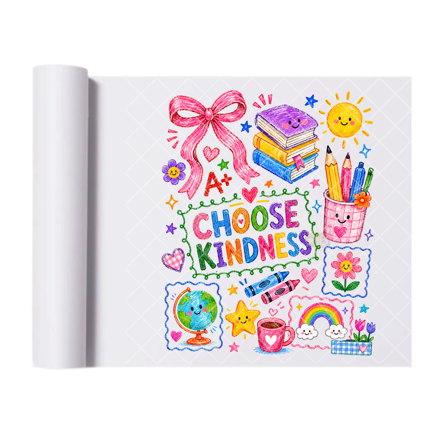 Chose Kindness School Doodle - Direct Print Film Transfer for T-Shirts, Cotton, Polyester & Blends - High-Quality Print