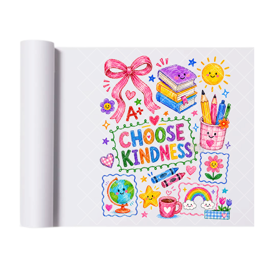 Chose Kindness School Doodle - Direct Print Film Transfer for T-Shirts, Cotton, Polyester & Blends - High-Quality Print