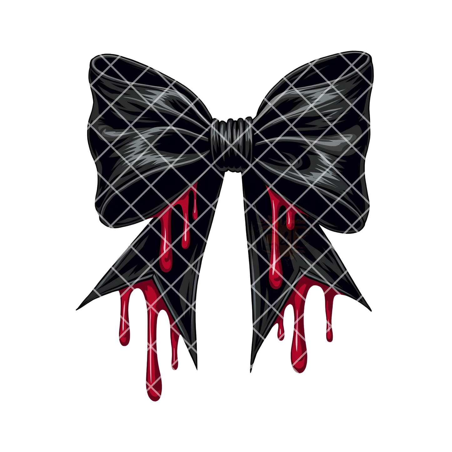 Black bow dripping blood PNG