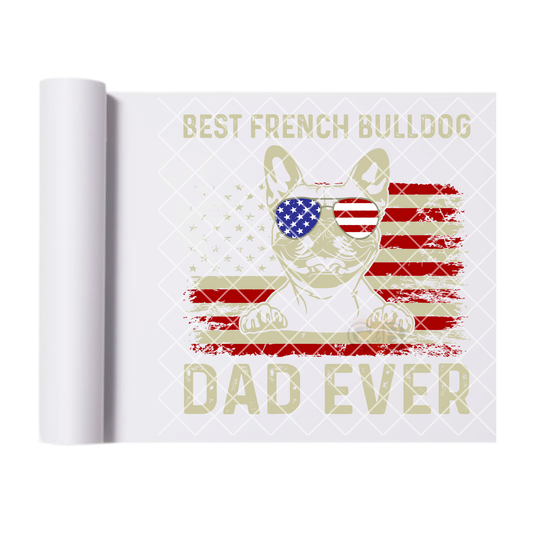 Bulldog dad American flag DTF film t shirt transfer