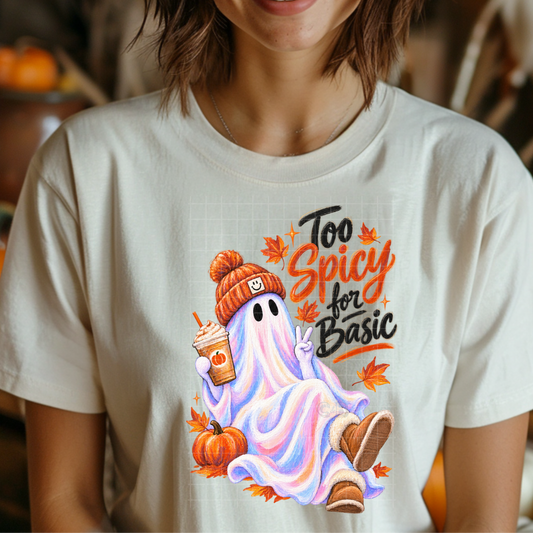 Too Spicy For Basic Ghost Coffee - Premium Graphic T-Shirt for Casual Wear