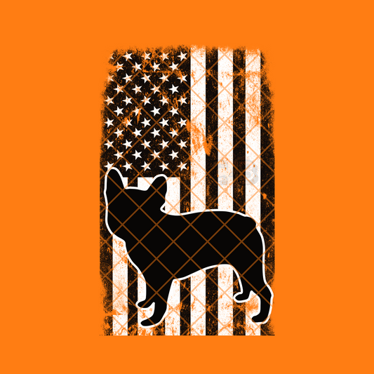 Bulldog American flag black PNG