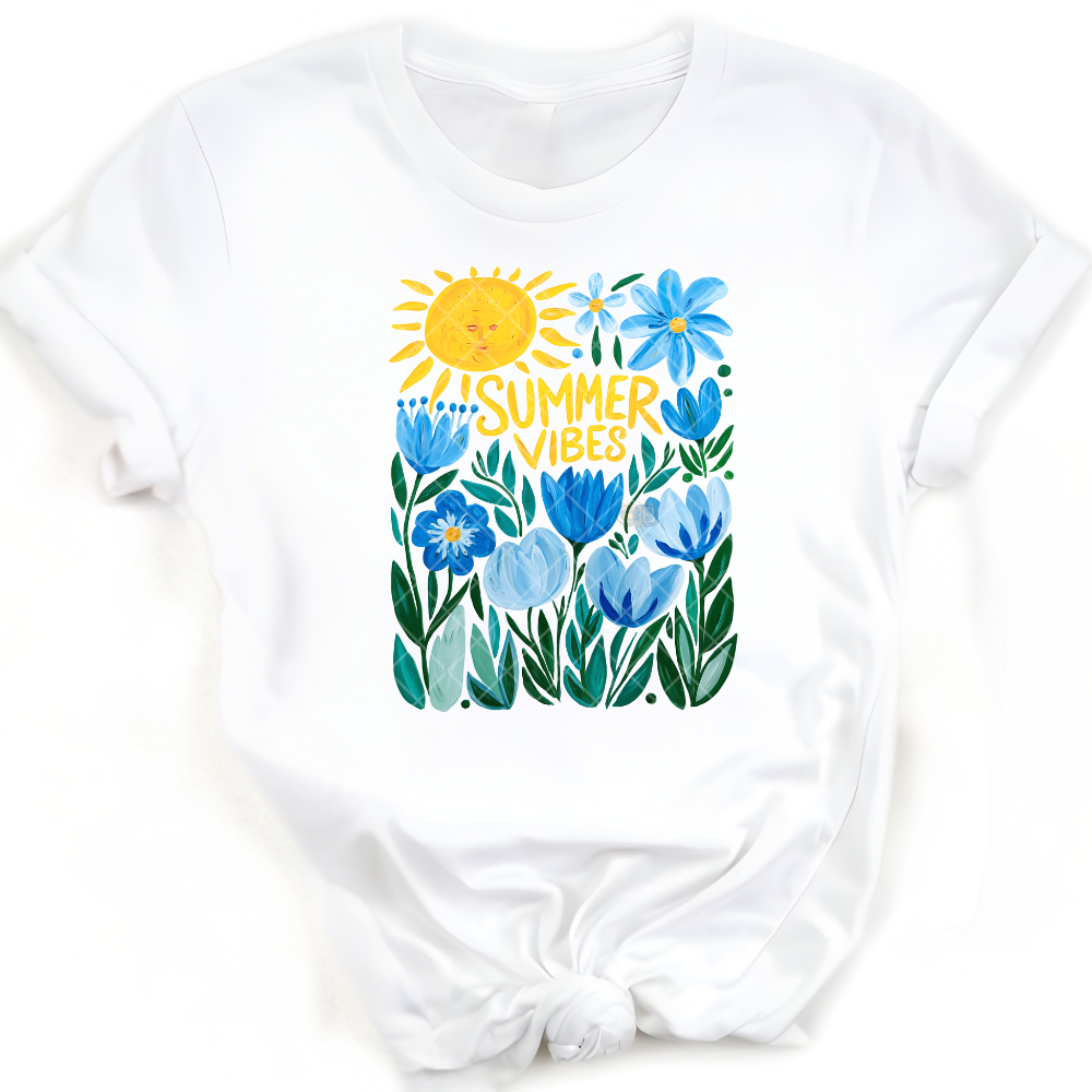 Summer Vibes Blue Tulip Painting PNG
