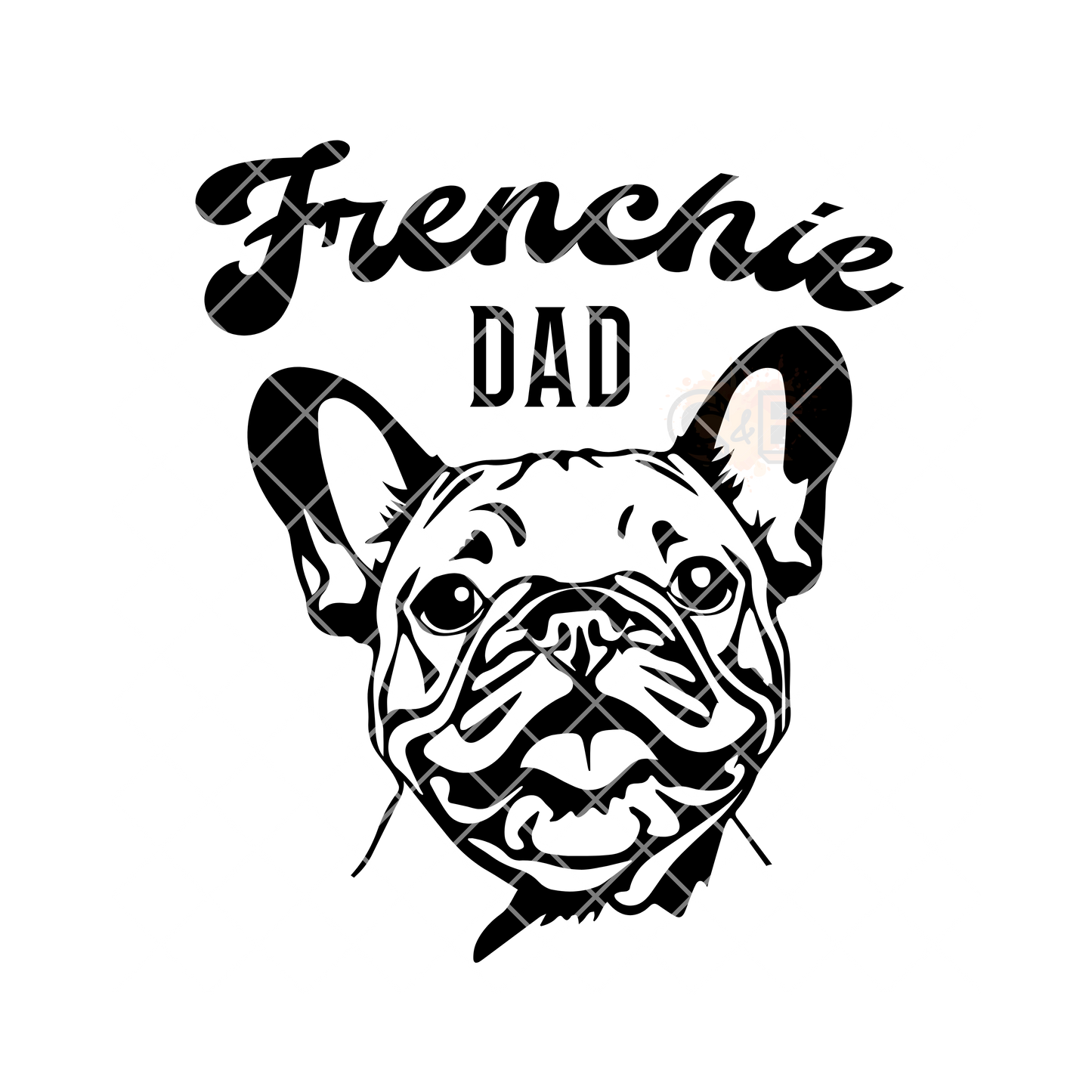 Frenchie dad black stencil PNG