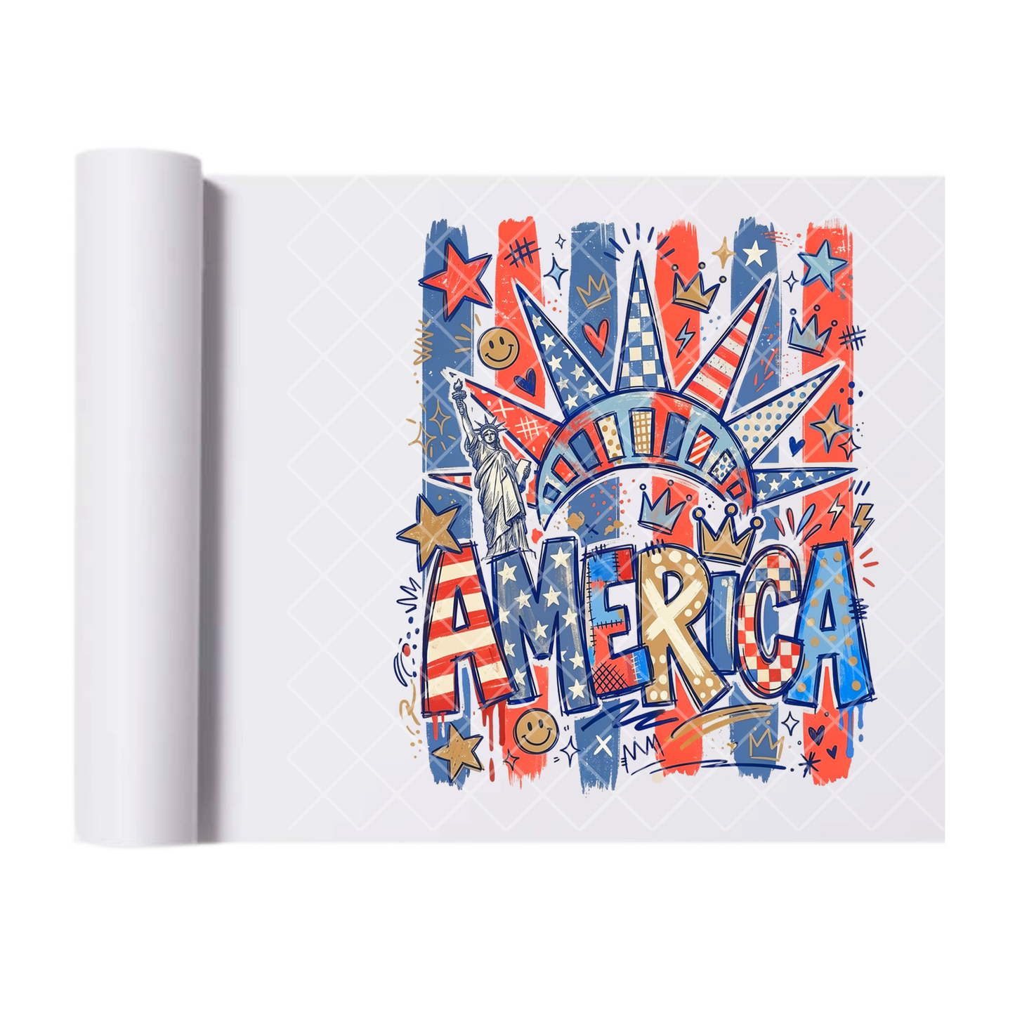 America Statue of Liberty - Direct Transfer Print, Ready To Press For T-Shirts, Cotton, Polyester & Blends - Tshirt Business Quality