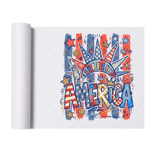 America Statue of Liberty - Direct Transfer Print, Ready To Press For T-Shirts, Cotton, Polyester & Blends - Tshirt Business Quality
