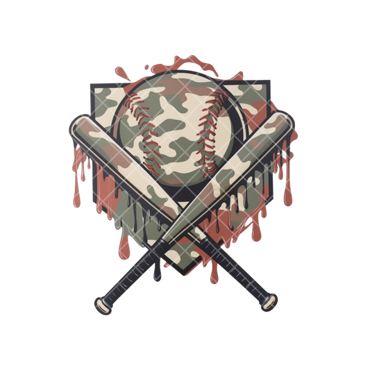 Camo Baseball Gear PNG