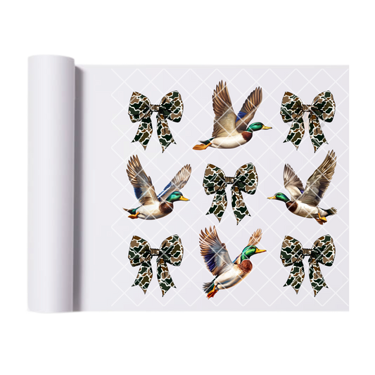Camo bows with ducks DTF transfer-high quality transfer for printing