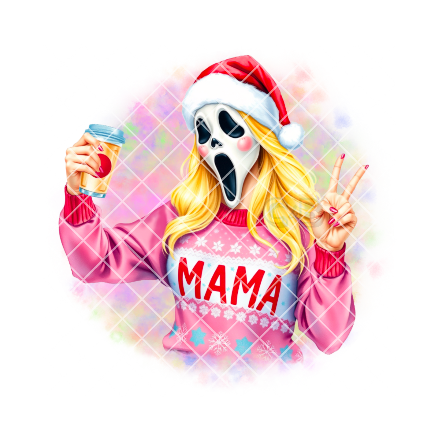 Ghostface Christmas mama pink film t shirt transfer