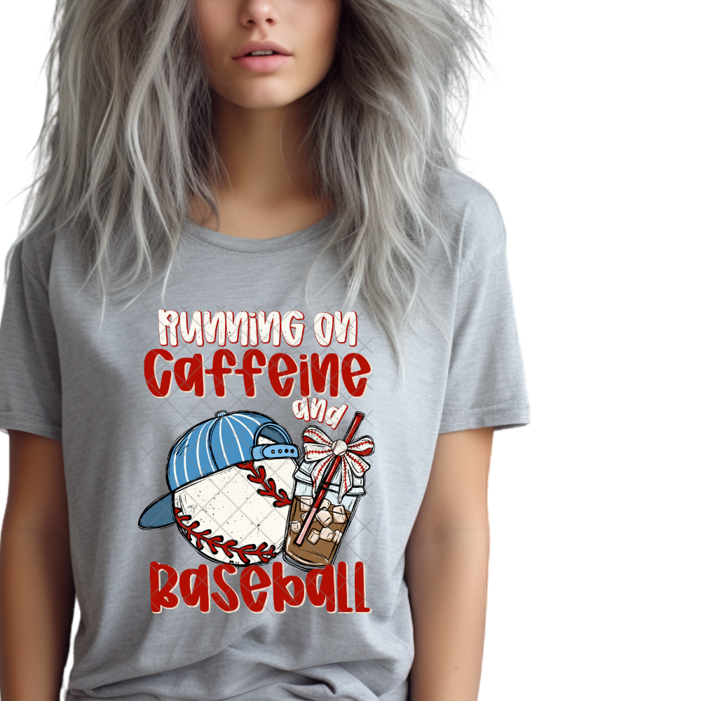 Running on baseball and caffeine - Premium Graphic T-Shirt for Casual Wear