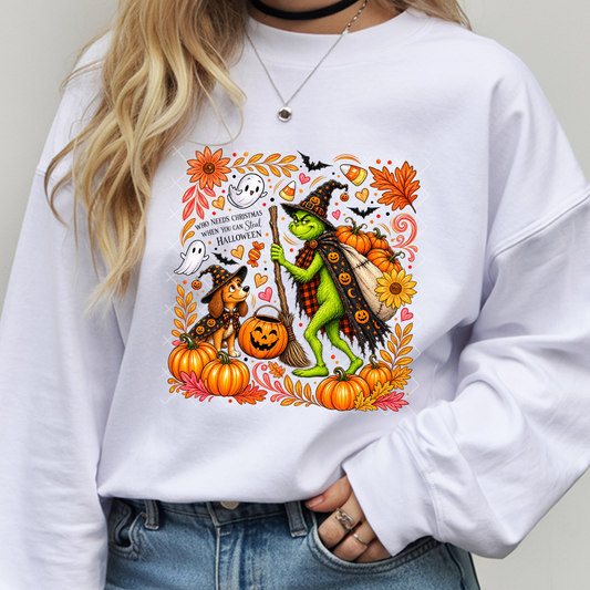 Steal Halloween Grinch and Max - Premium Graphic T-Shirt for Casual Wear