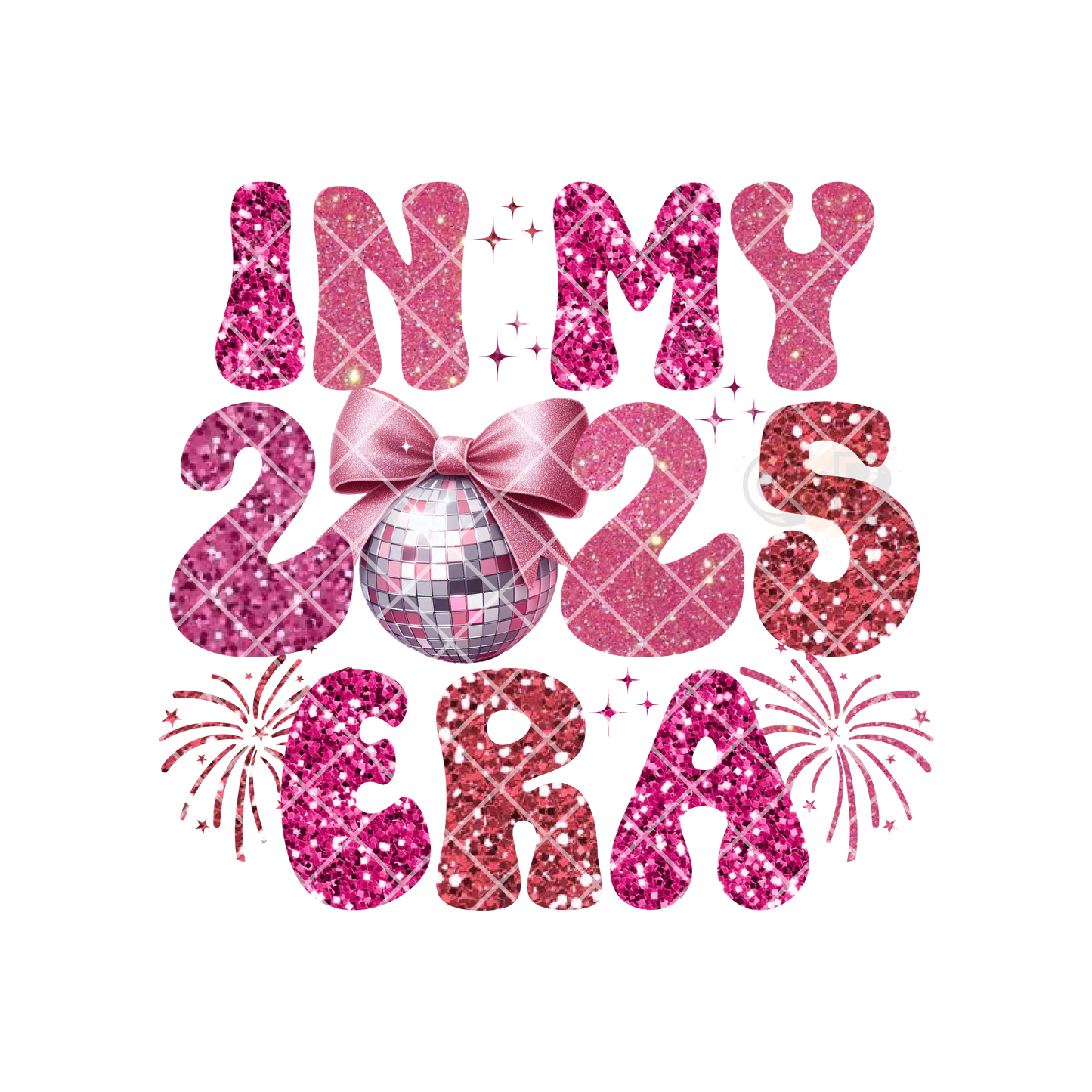 In my 2025 era pink glitter disco ball PNG