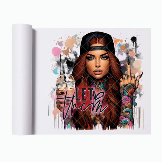 Let Them Babe Auburn Hair - Ready To Press Print Transfer for Apparel, Cotton, Polyester & Blends - High-Quality Print- Commercial Grade