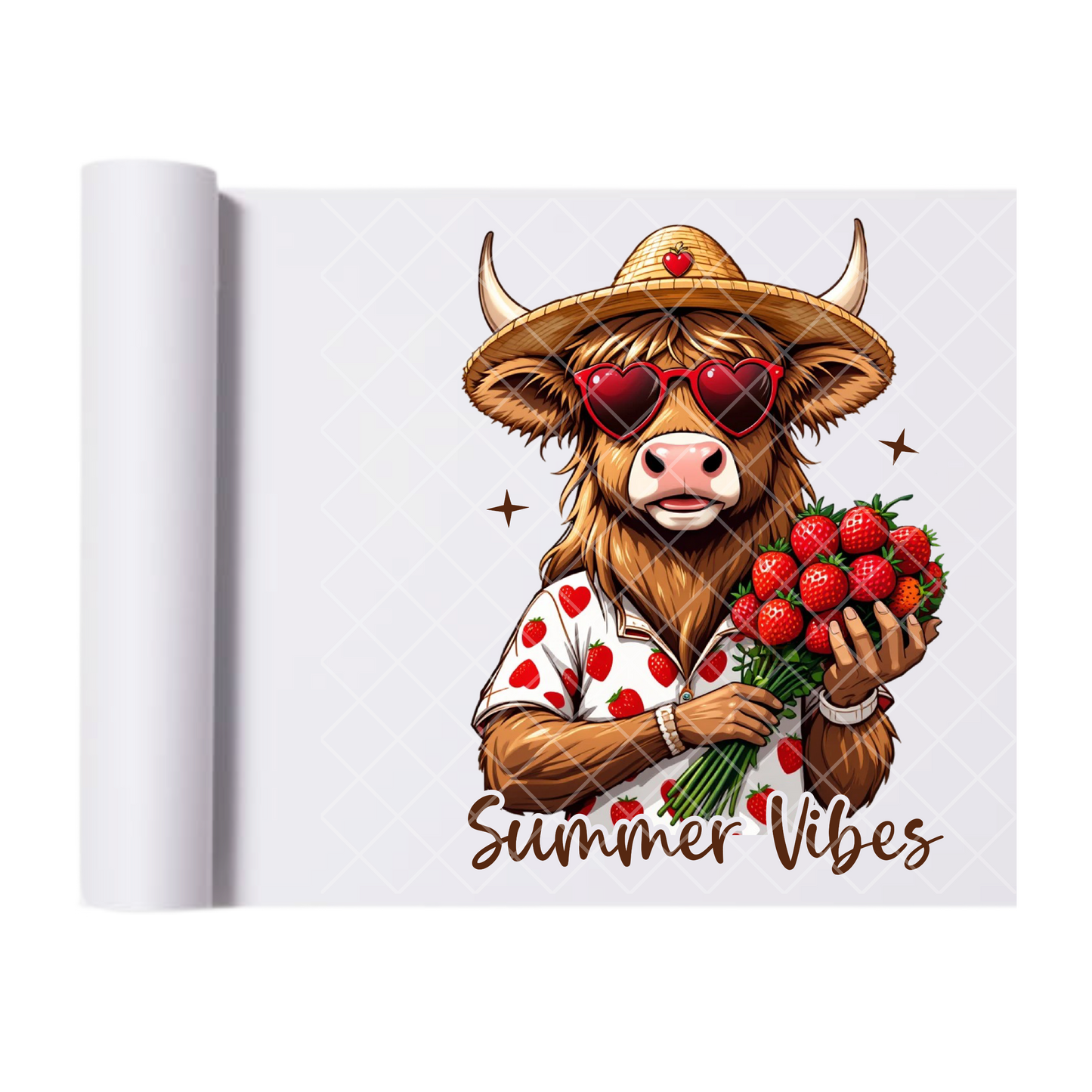 Summer Vibes Highland Love - Direct Print Film Transfer for Trendy T-Shirts, Cotton, Polyester & Blends - High-Quality Print