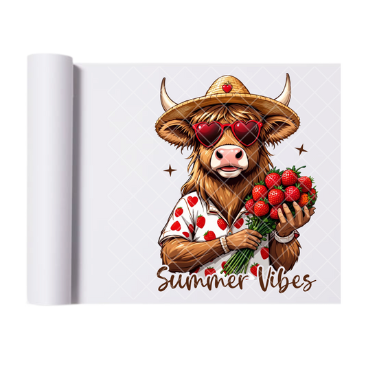 Summer Vibes Highland Love - Direct Print Film Transfer for Trendy T-Shirts, Cotton, Polyester & Blends - High-Quality Print