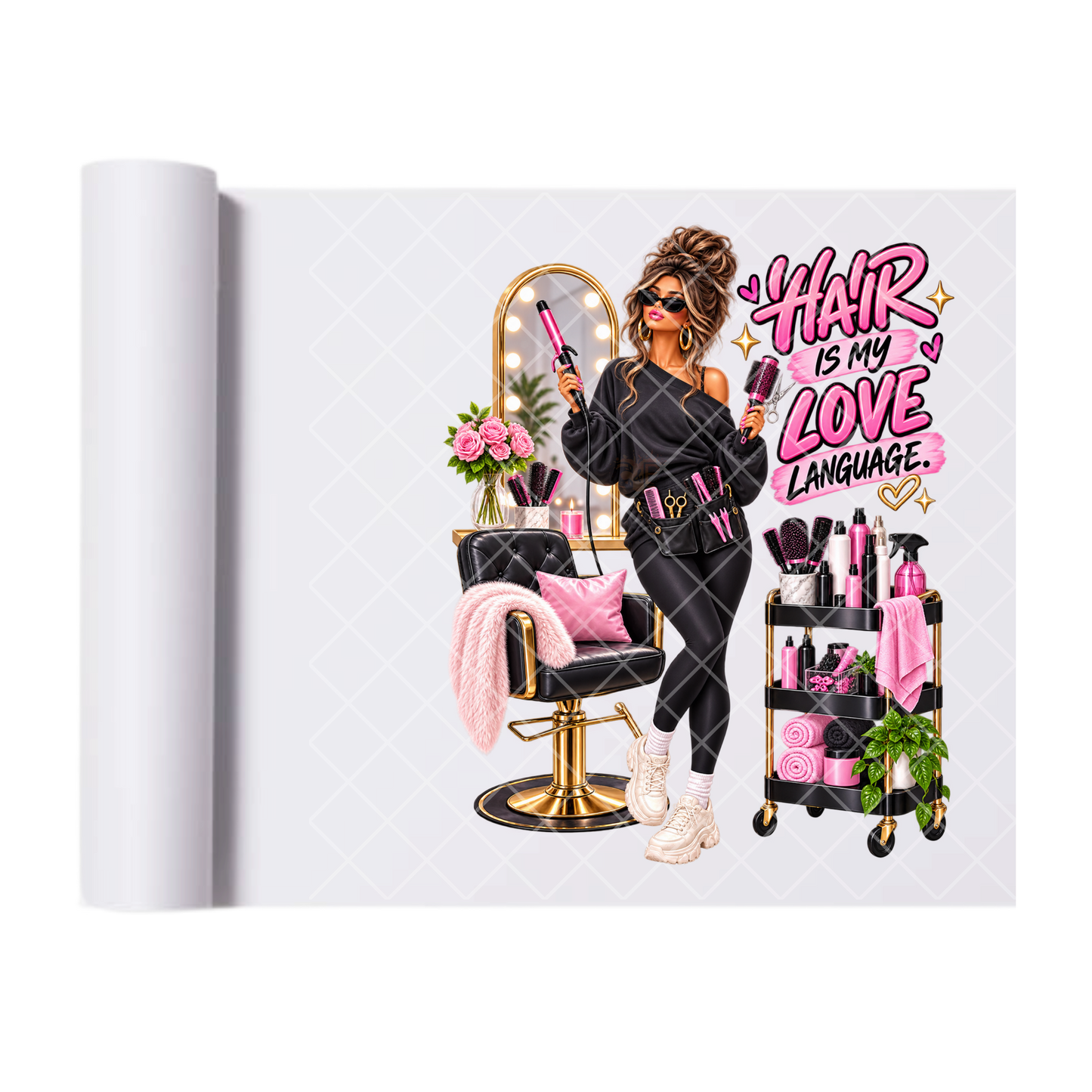 Hair is My Love Language - Direct Print Film Transfer for T-Shirts, Cotton, Polyester & Blends - High-Quality Print