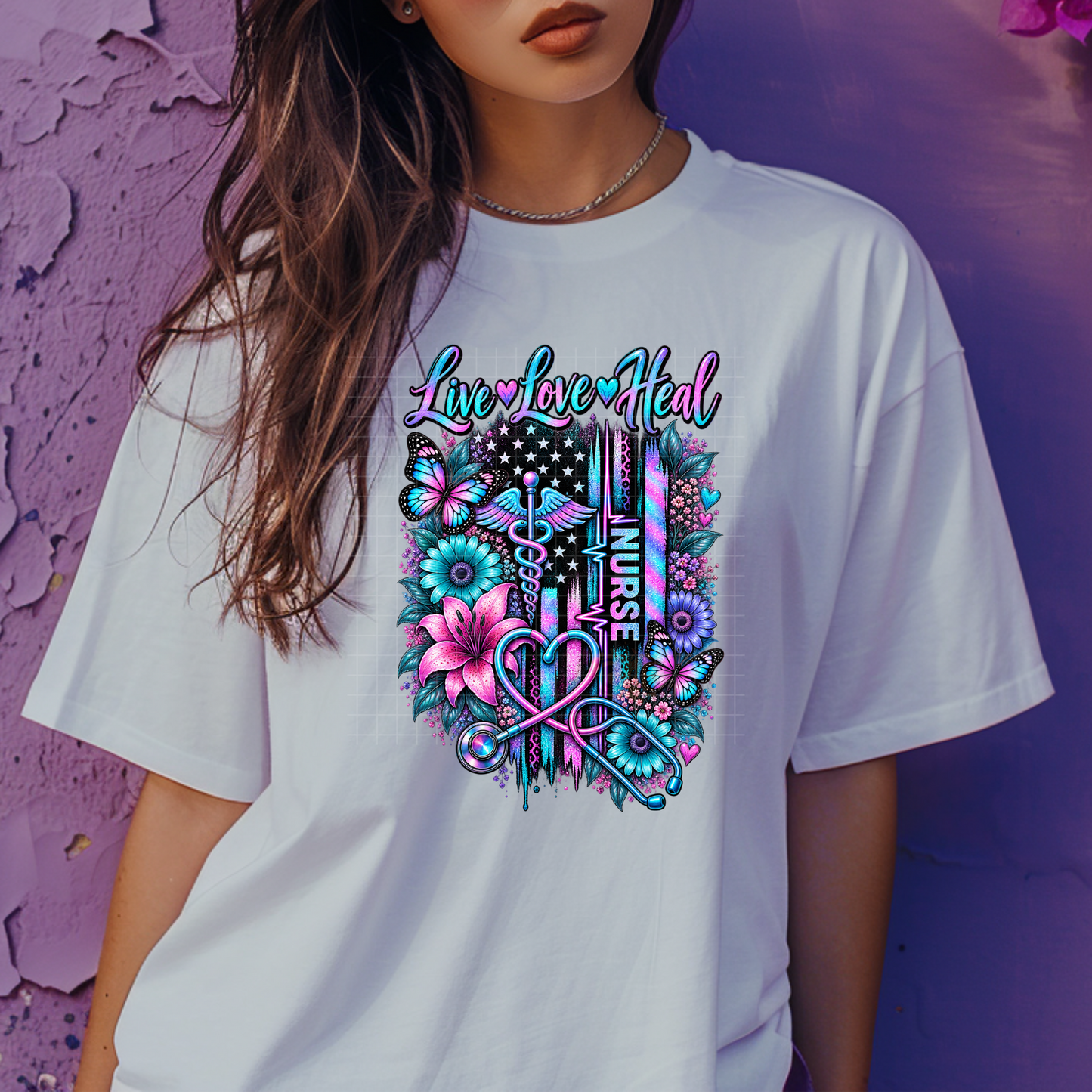 Live Love Heal Purple - Premium Graphic T-Shirt for Casual Wear