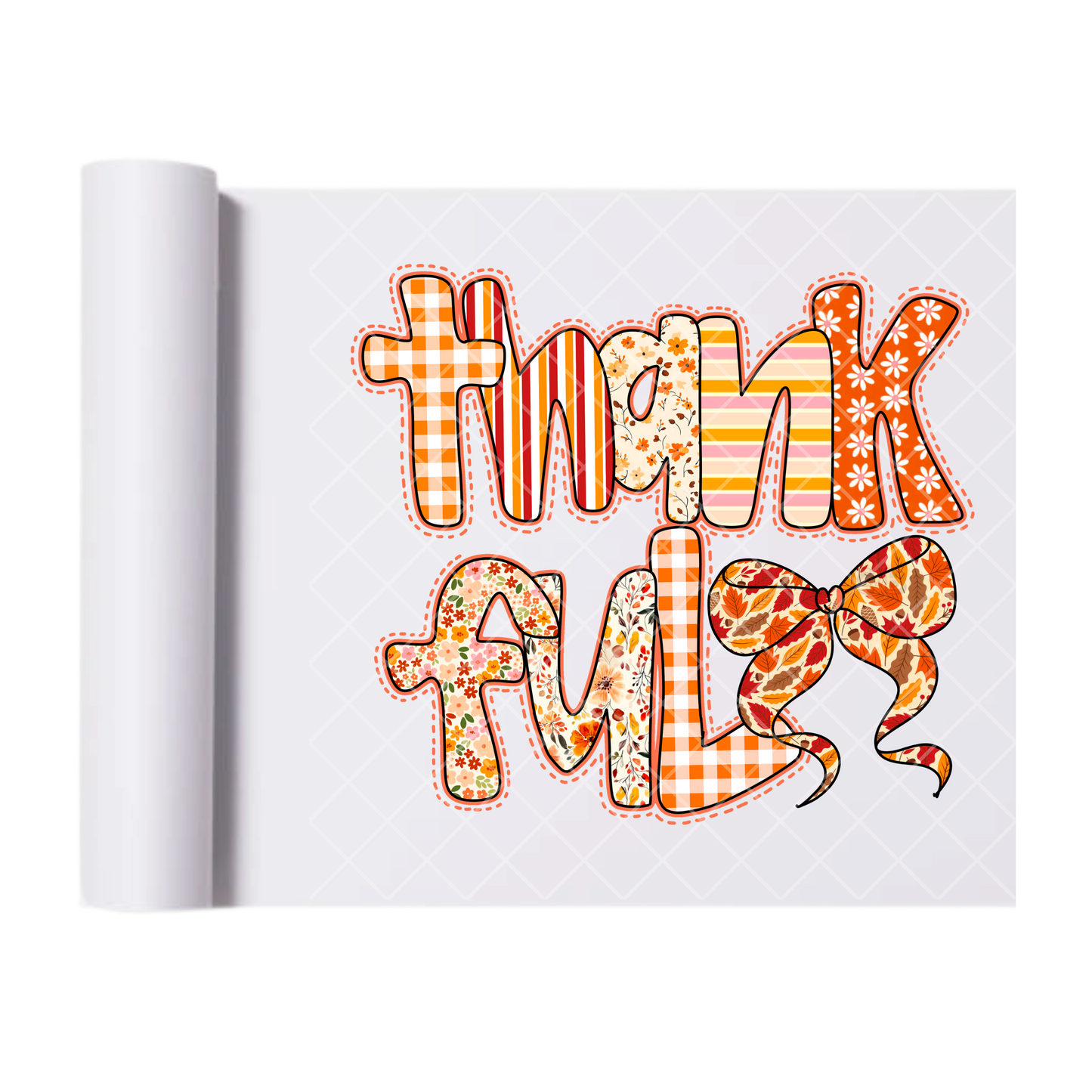 Faux Patch Fall Thankful - Ready To Press Print Transfer for Apparel, Cotton, Polyester & Blends - High-Quality Print- Commercial Grade