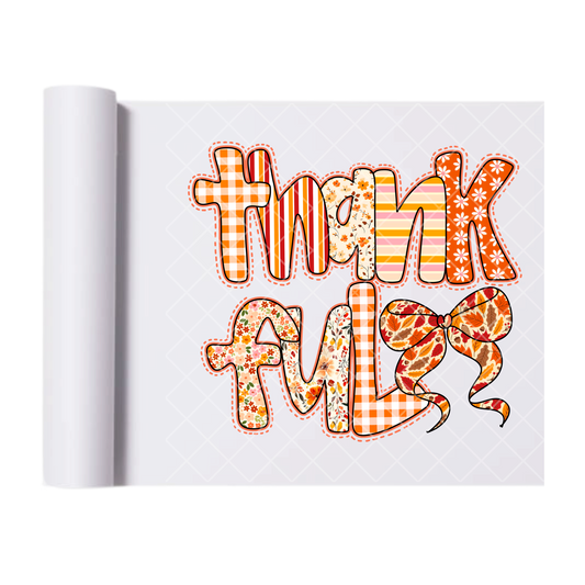 Faux Patch Fall Thankful - Ready To Press Print Transfer for Apparel, Cotton, Polyester & Blends - High-Quality Print- Commercial Grade
