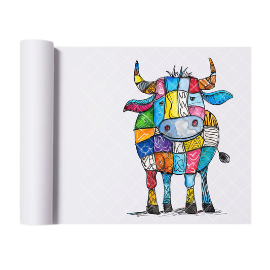 Ox Art Doodle Painting - Direct Print Film Transfer for Trendy T-Shirts, Cotton, Polyester & Blends - High-Quality Print