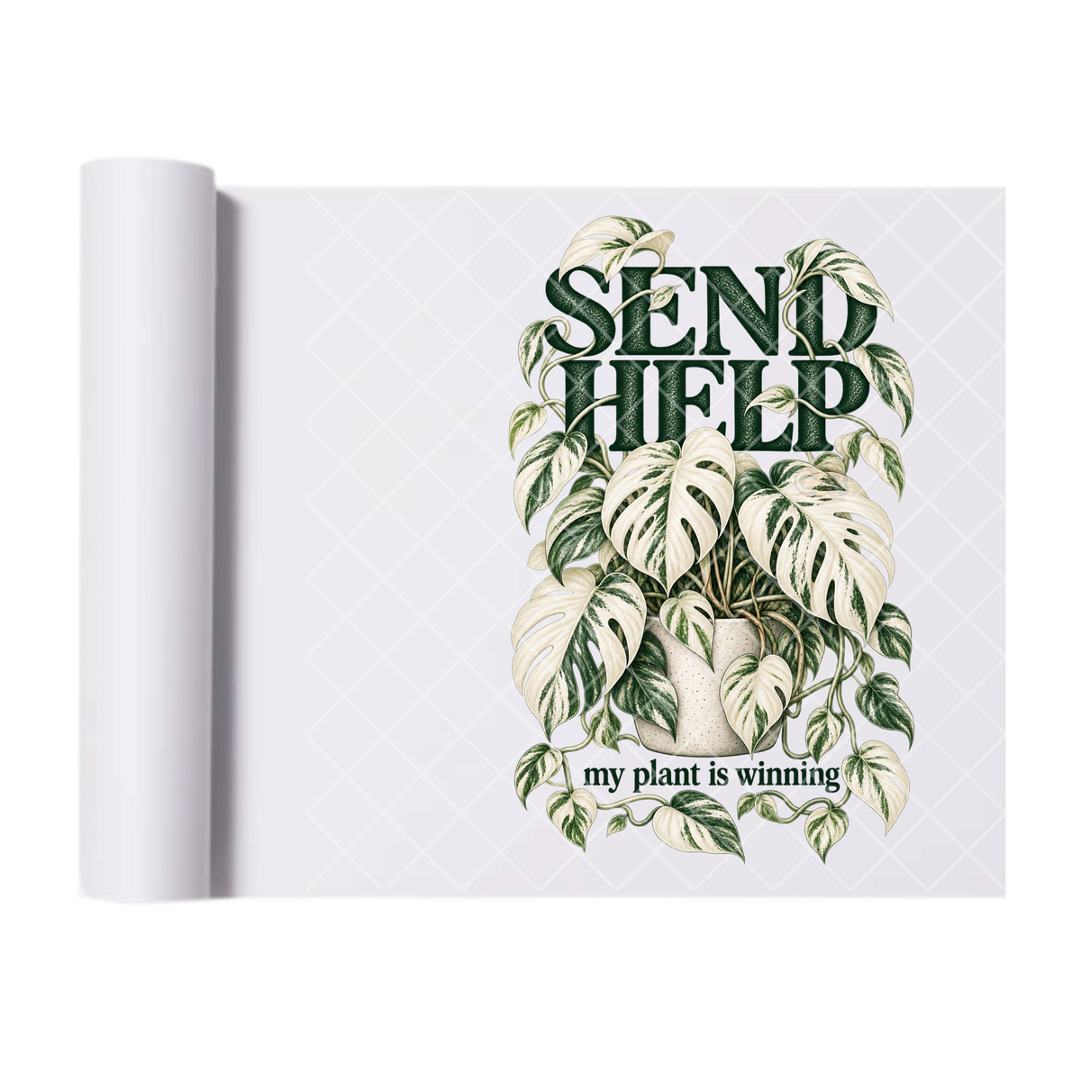 Albo Monstera Send Help - Ready To Press Print Transfer for Apparel, Cotton, Polyester & Blends - High-Quality Print- Commercial Grade