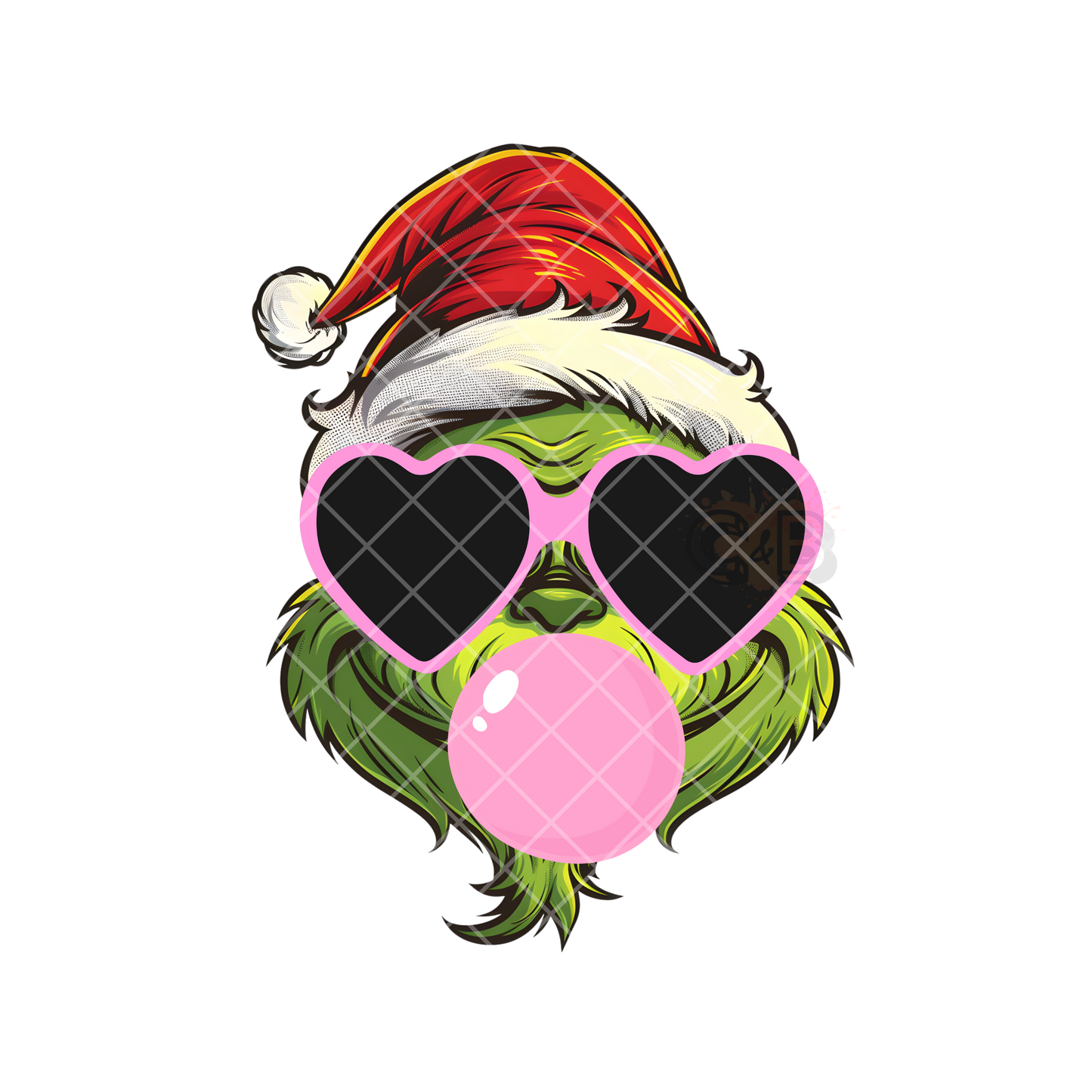 Cool Green Man With BubbleGum Bubble PNG