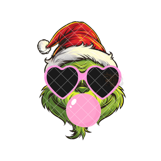 Cool Green Man With BubbleGum Bubble PNG