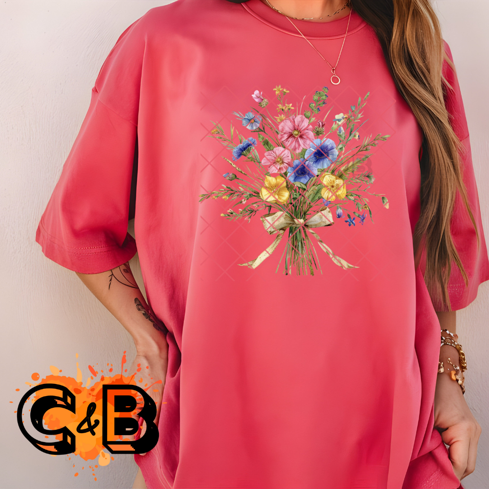 Spring Bouquet blue pink yellow PNG