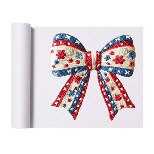 Patriot Bow - Direct Print Film Transfer for T-Shirts, Cotton, Polyester & Blends - High-Quality Print